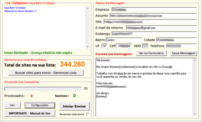 Preenchimento de até 3000.000 Formulários de Contato